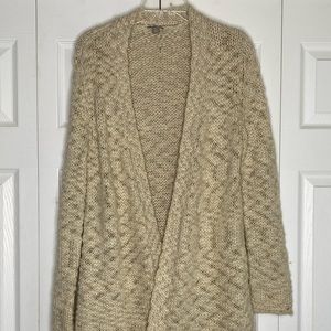 Women's J. Jill Cardigan Wool Alpaca Acrylic Knee Length Open Front Chunky Sz S